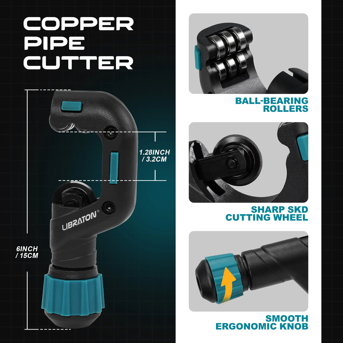 5/32 to 1-1/4 Inch Outer Diameter Pipe Cutter with Blade and Deburring Tool