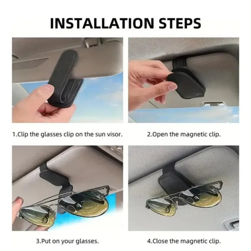 Car Sun Visor Glasses Case Holder Sunglasses Clip Ticket Card Clip  Multifunction Portable Clip Auto Interior Accessories