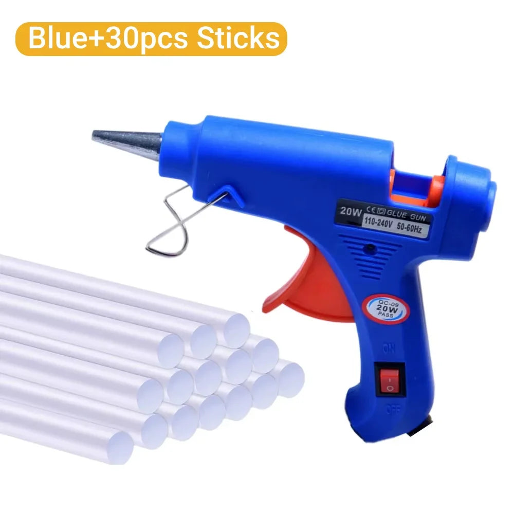 20W Mini Hot Melt Glue Gun for 7mm Glue Sticks, Household Repair