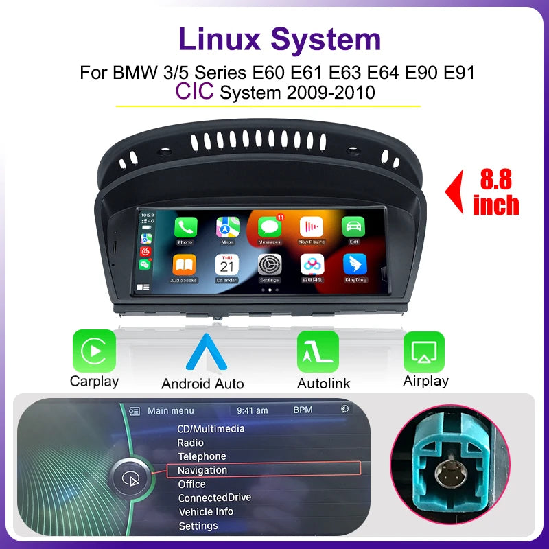 8.8" Wireless CarPlay & Android Auto Display for BMW Models - image 7