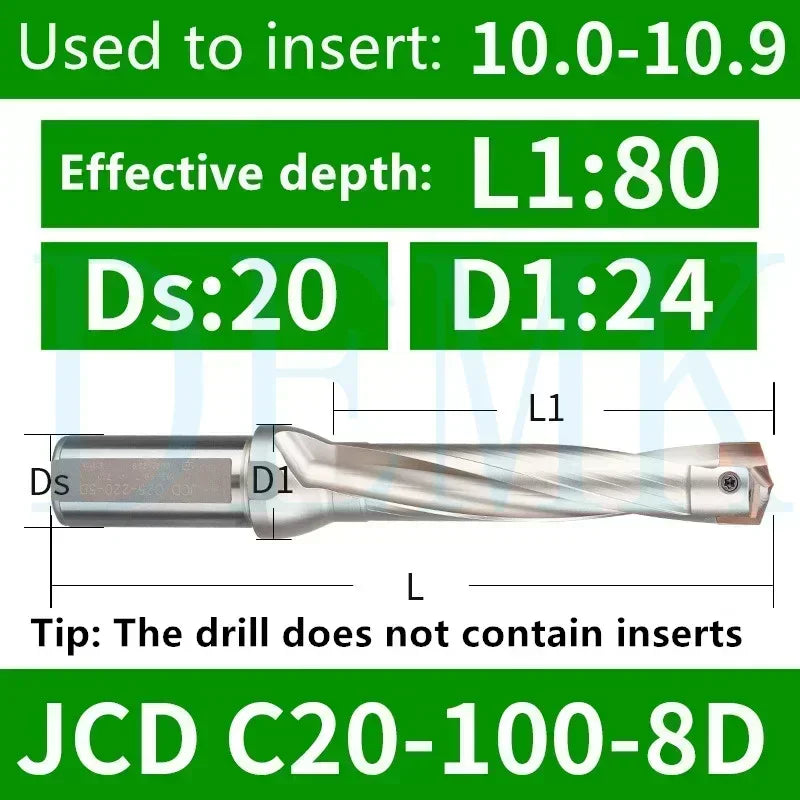 Indexable U Drill with Internal Cooling, 3D-10D, 10-25mm Diameter