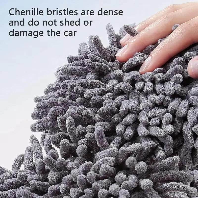 Double-Head Rotating Chenille Car Wash Mop with Long Handle