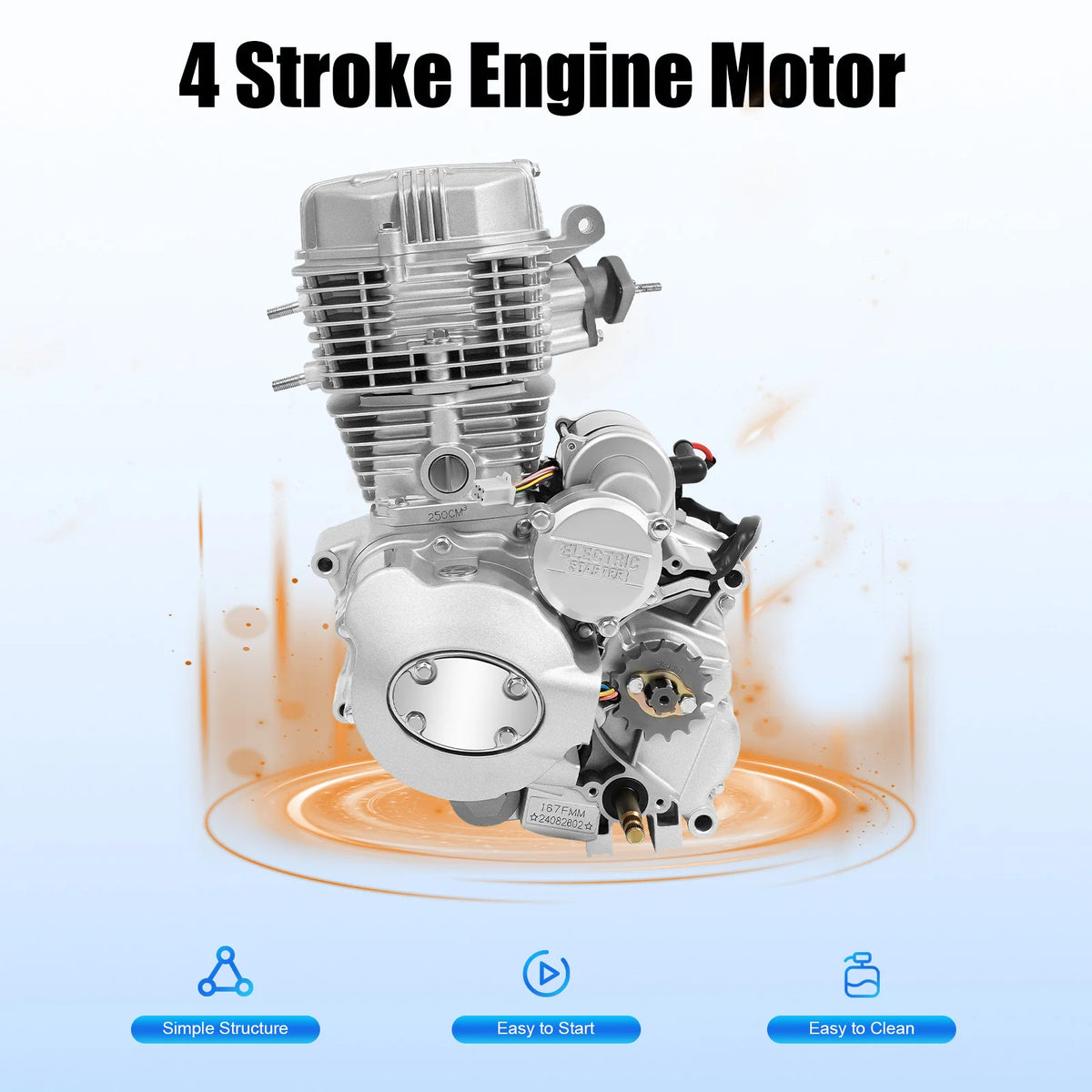 4-Stroke Replacement Engine for 200cc/250cc ATVs, Electric Start