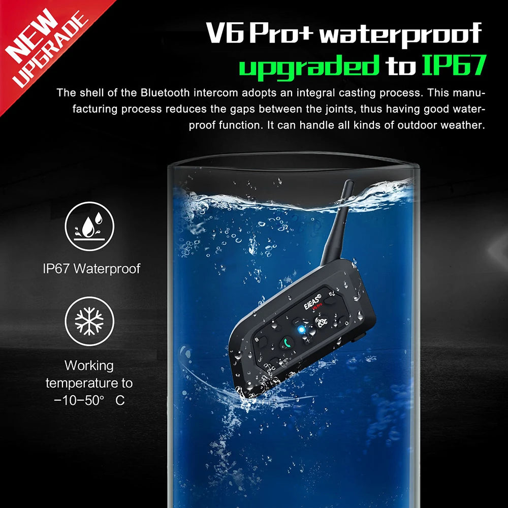 EJEAS V6 Pro+ Motorcycle Bluetooth Intercom Headset, 800m IP67 - image 15