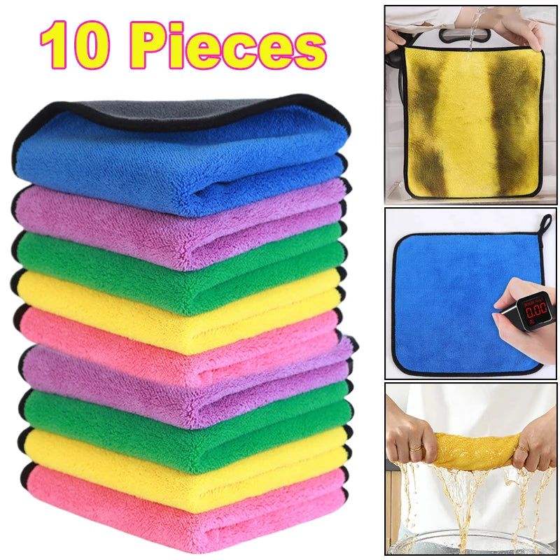 Absorbent Microfiber Car Cleaning Towel with Hemmed Edge