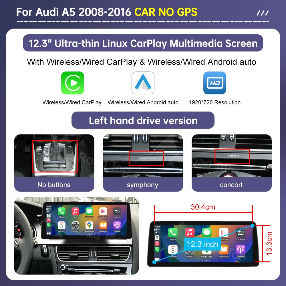Audi A5 10.2" Wireless CarPlay Multimedia Touch Screen - image 14