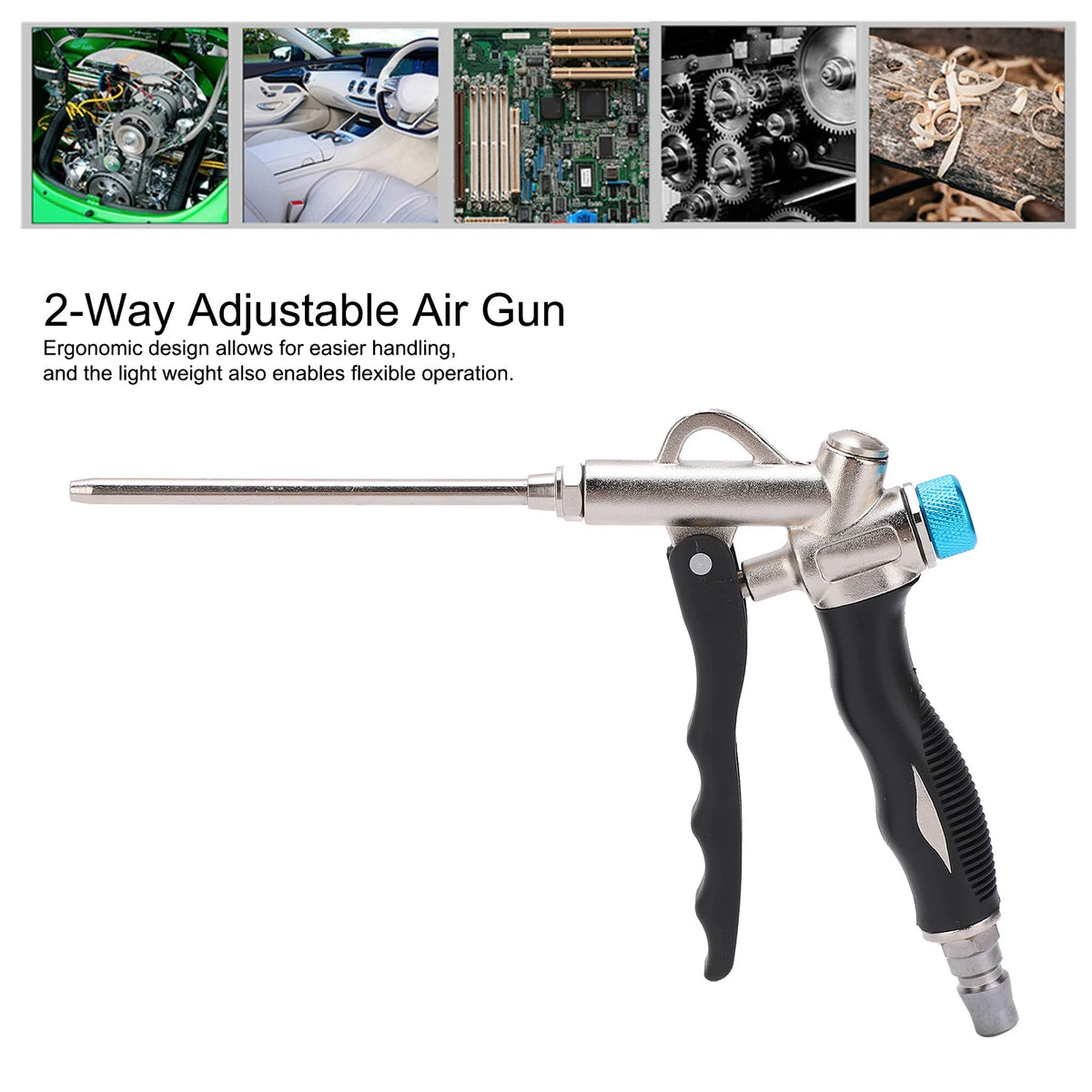 2‑Way Air Blow Gun Dust Blowing Adjustable Air  with Extened Nozzle 1/4in NPT 150 PSI 2-Way Air Blowing Gun