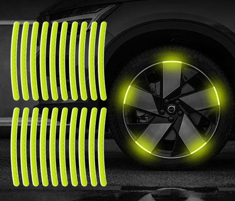 Reflective Stickers for Wheel Rims, Door Handles and Rear Bumper