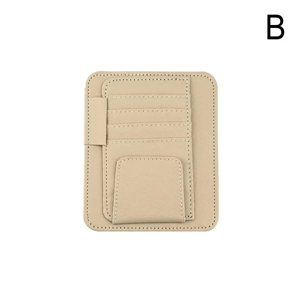 PU Leather Sun Visor Organizer with Card Slots and Sunglasses Holder