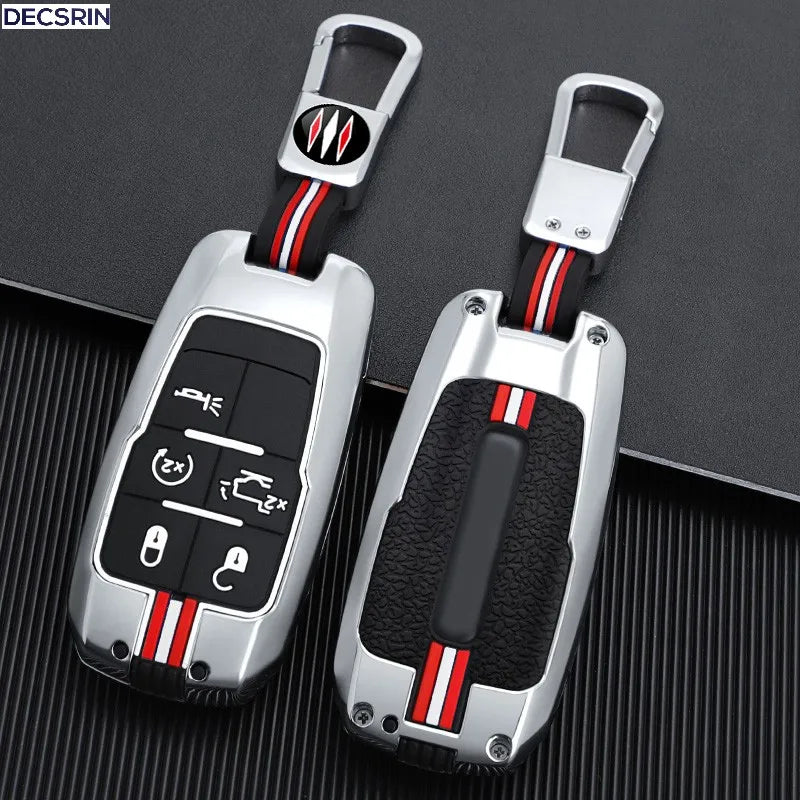 Dodge RAM 1500 2500 3500 4500 5500 Remote Key Case Cover Shell Fob 2019-2022 Accessory Silver Red Stripe