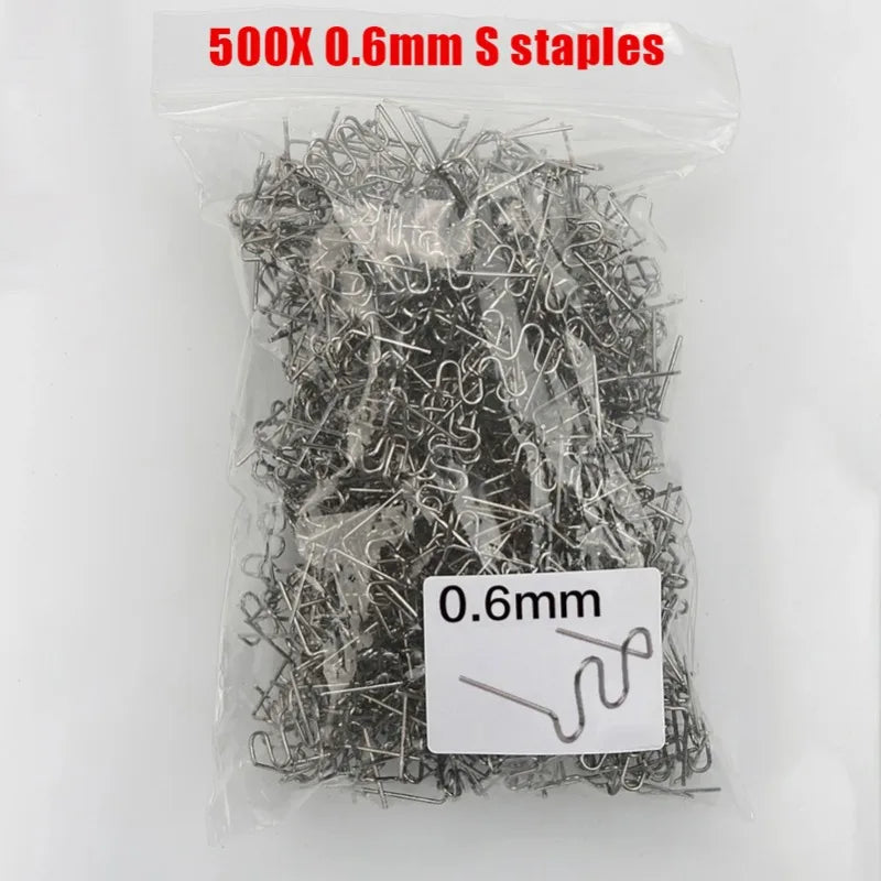 0.6mm/0.8mm 500pcs Welding Wire Nails For Repairing Car Safes Hot Melt Welding Wire Bumper Fracture Repair Plastic Machine Nails