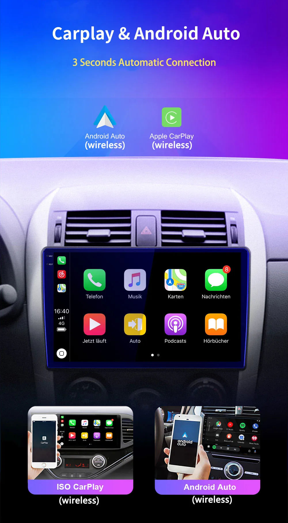 9" Touchscreen CarPlay Android Auto Stereo Chevy Silverado 2014-2018 - image 13