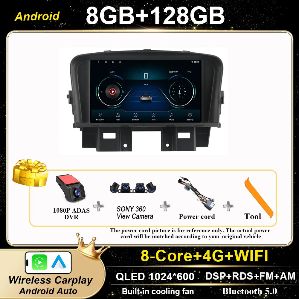 Chevrolet Cruze 2008-2014 Android Touchscreen CarPlay GPS Stereo - image 9