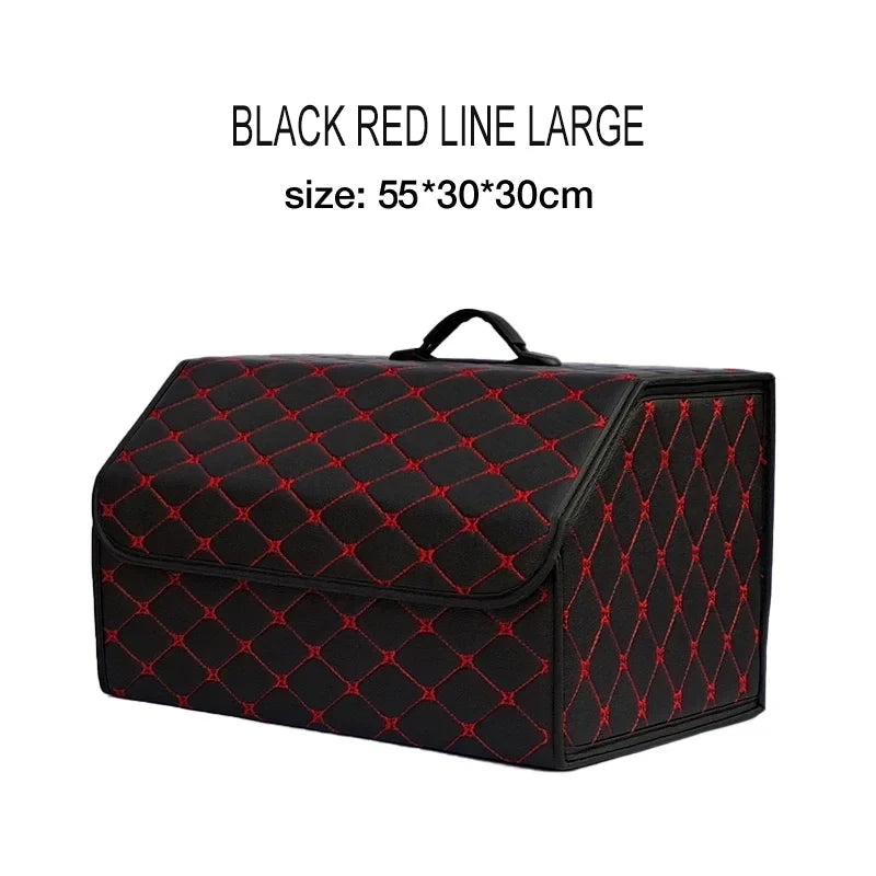 Large Capacity Folding Leather Car Trunk Organizer Box Multiuse Tool Storage Bag