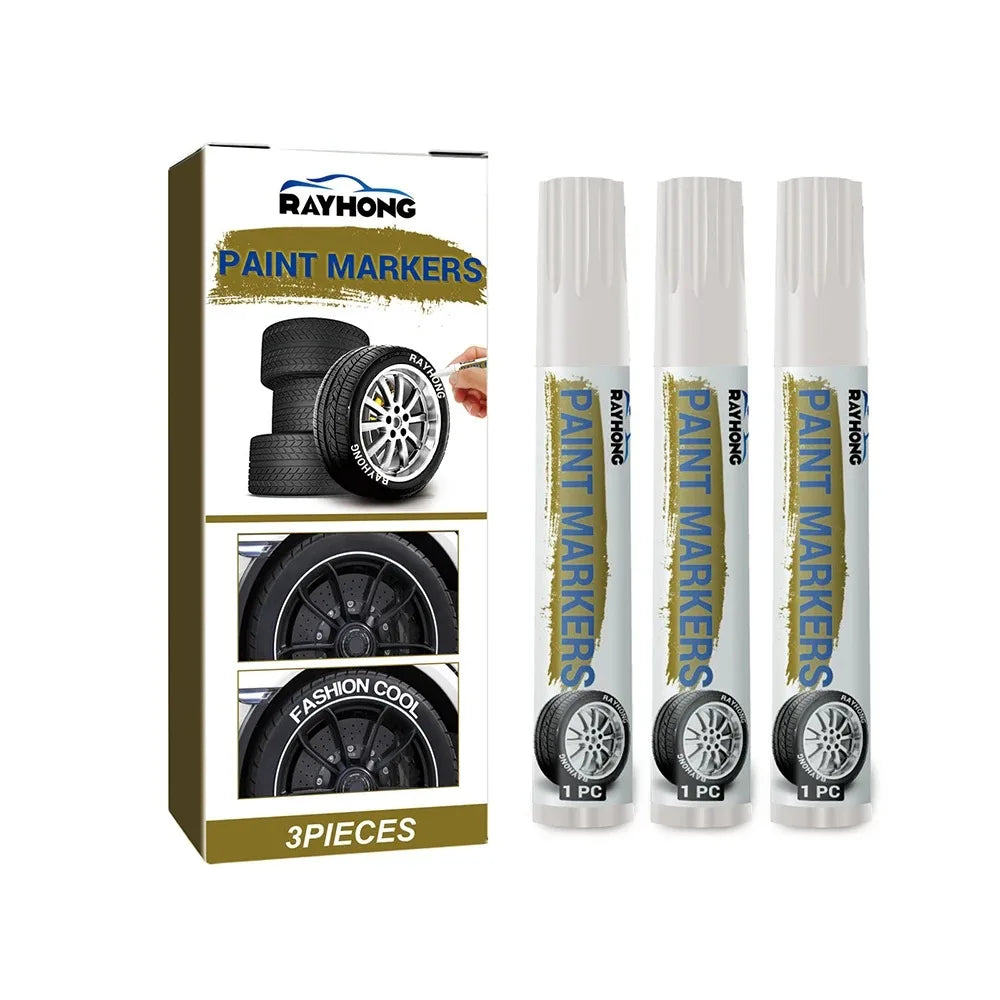 White Tire Paint Marker Pen, Waterproof for Rubber, Metal and Glass