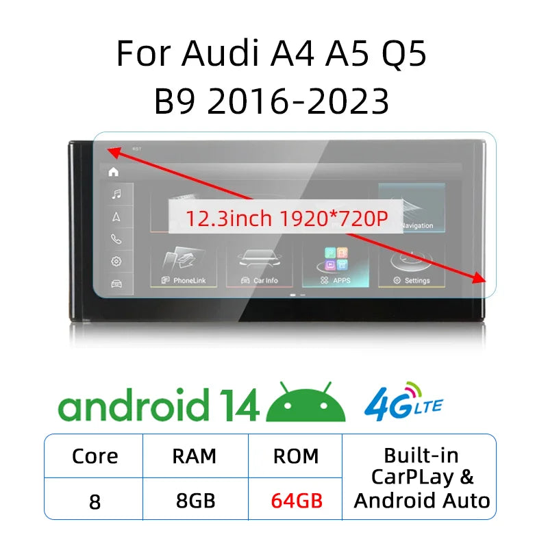 12.3" Wireless CarPlay Multimedia Receiver for Audi A4/A5/Q5 - image 7