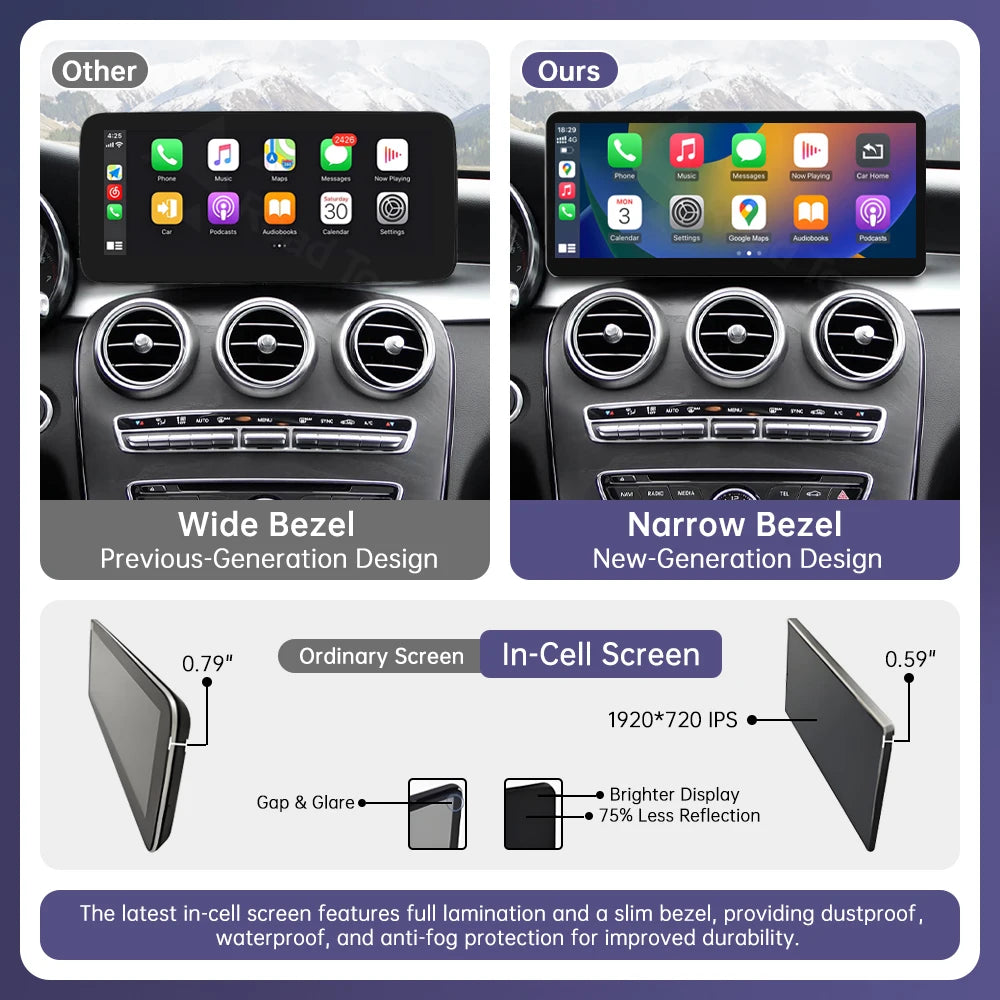 12.3" Linux Touchscreen for Mercedes W205 GLC V-Class + Carplay - image 3