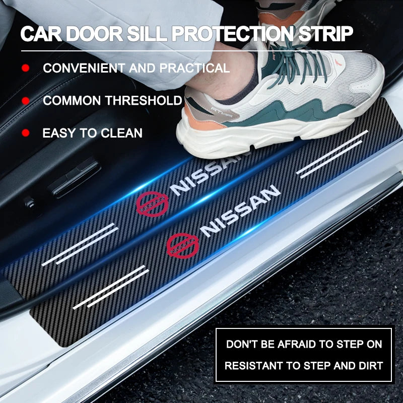 Carbon Fiber Texture Door Sill Sticker Set for Nissan Qashqai and X-Trail