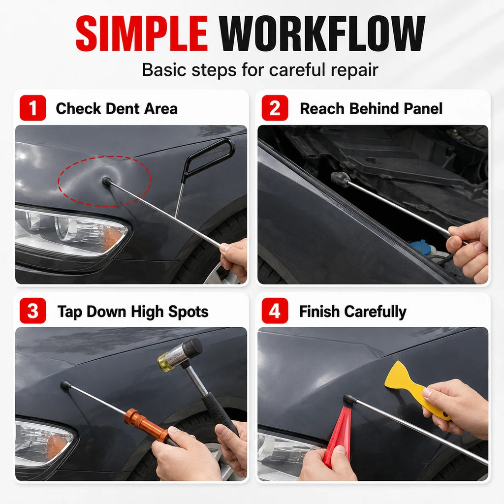 Paintless Dent Repair Kit - Car Dent Removal Tool with Hammer & Rods - image 7