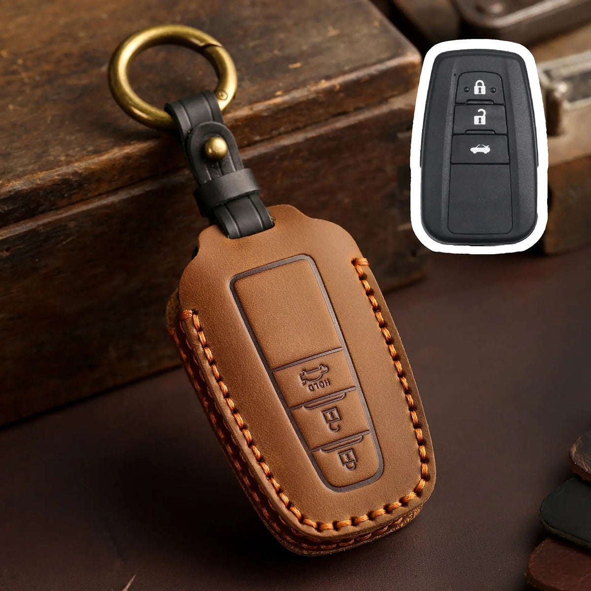 Genuine Leather Key Fob Case for Toyota Camry RAV4 CHR - image 20