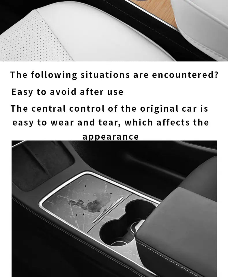 Wood Grain and Carbon Look Center Console Film for Tesla Model Y 2021-2023
