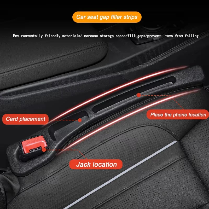 1 Pair Universal Car Seat Gap Filler Organizer Anti-leak Stopper Strip Storage