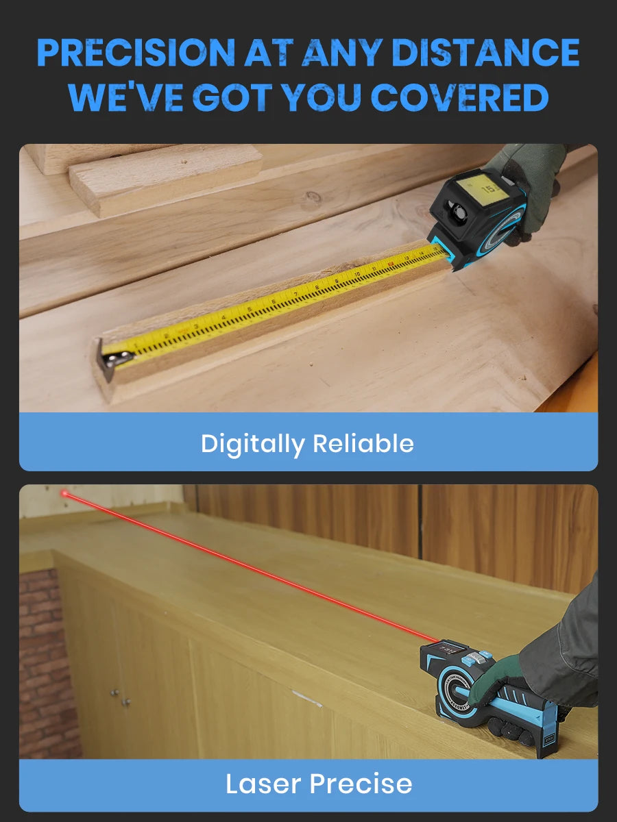 Laser Tape Measure 100M Professional Laser Distance Meter with Instant Digital Readout, Green Laser Line Marking