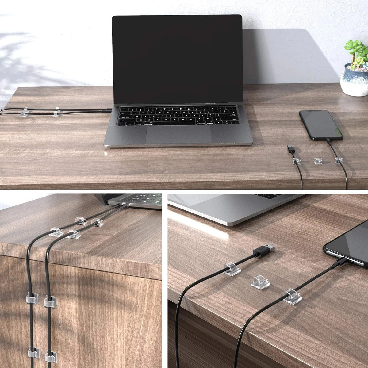 50-Piece Wall-Mounted Cable Organizer Clips