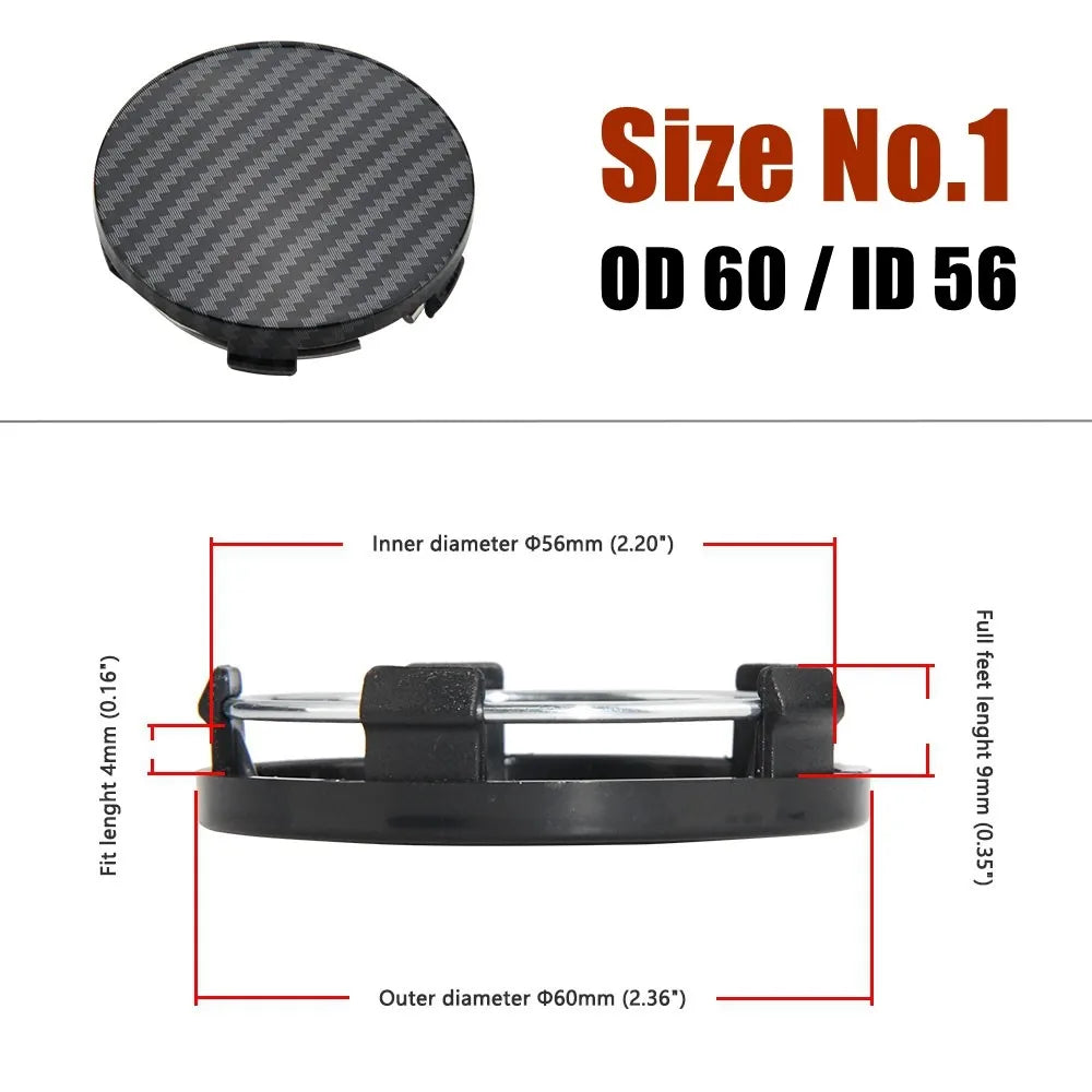 Universal Blank Wheel Center Caps, No Logo, Set of 4