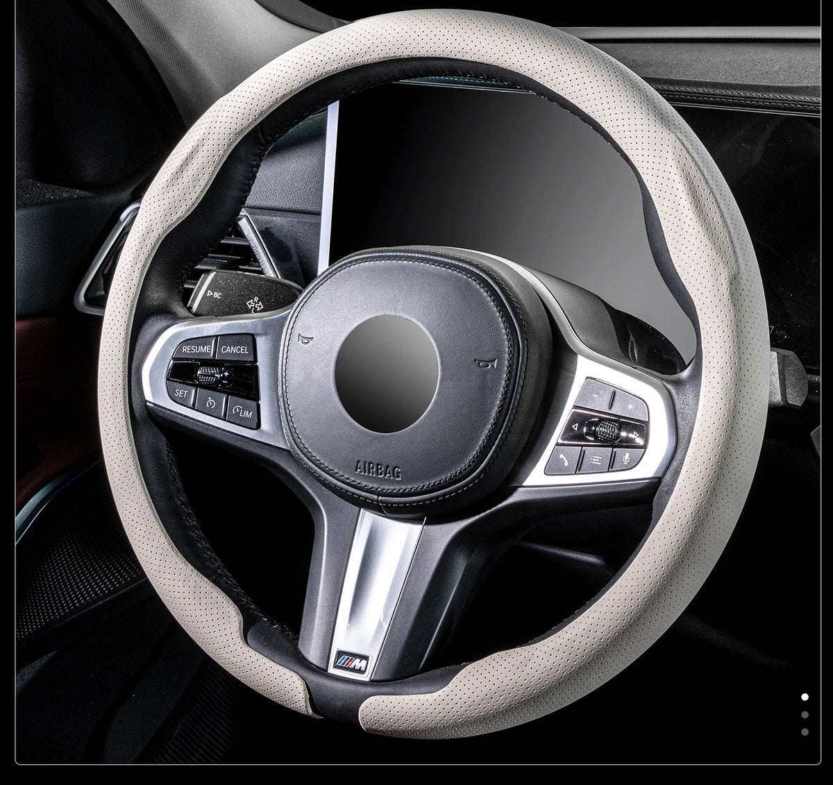 Ultra-Thin Faux Leather Steering Wheel Cover, 38cm, D or O Shape