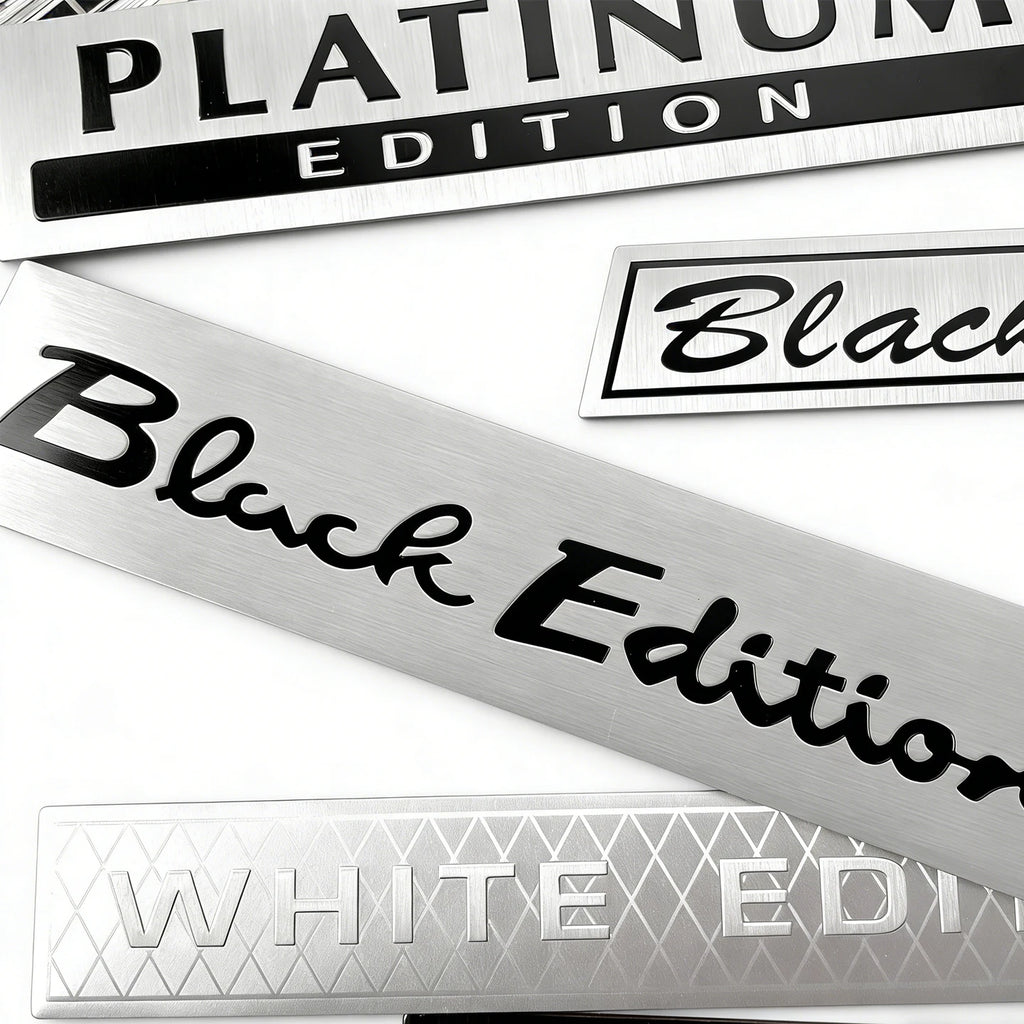 2 Pcs 3D Aluminum Car Emblem Stickers - Black & White Universal Decals - image 3