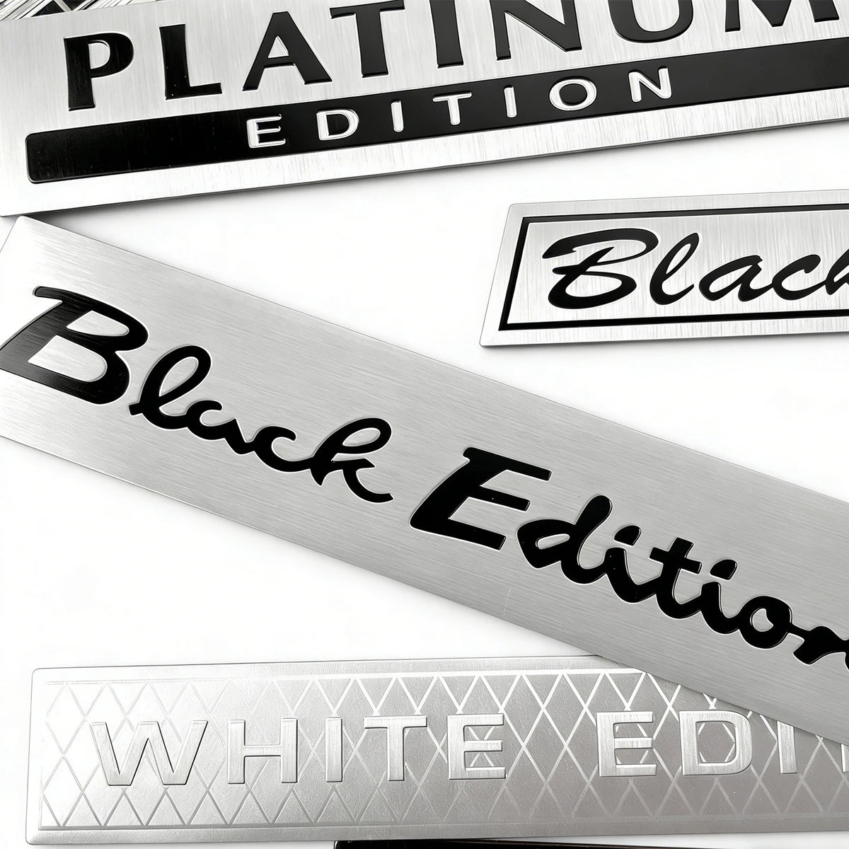 2 Pcs 3D Aluminum Car Emblem Stickers - Black & White Universal Decals - image 3