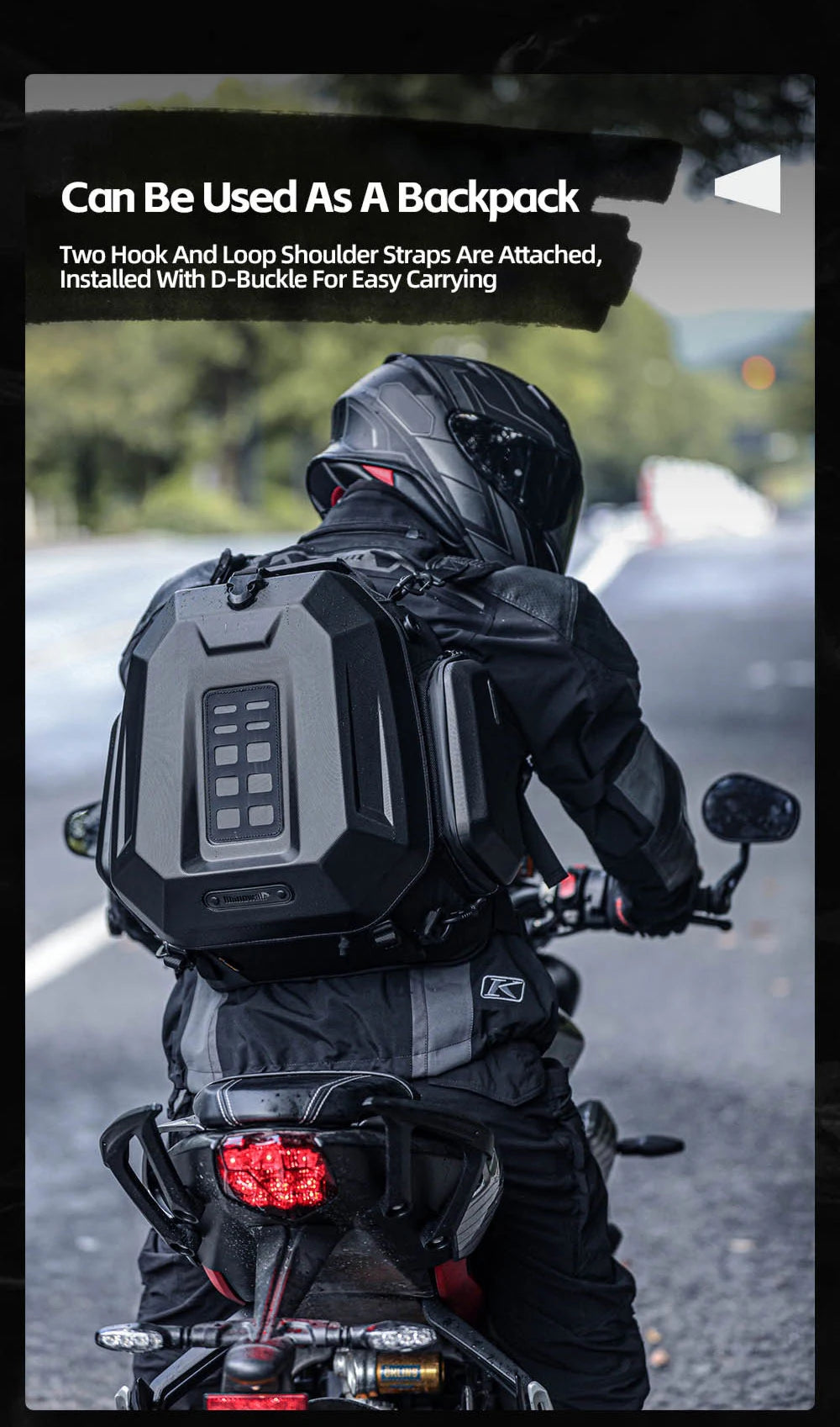 Rhinowalk 23-35L Hardshell Waterproof Motorcycle Tail Box - image 19