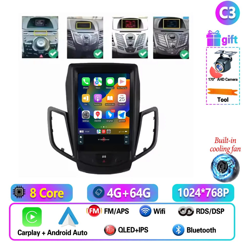 9.7 Inch Wireless CarPlay Android Radio for Ford Fiesta 2009-2017 - image 15