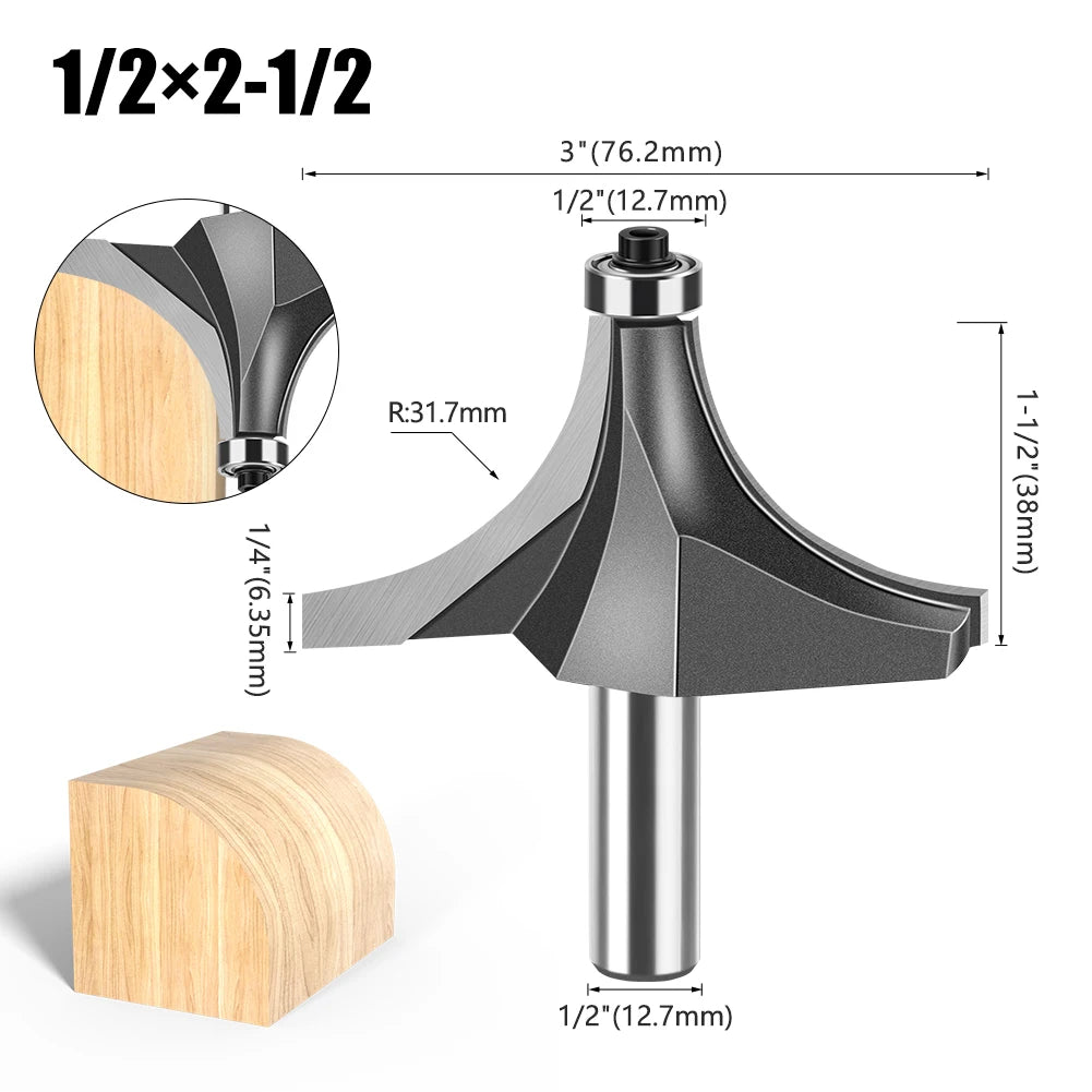 1/4" & 1/2" Shank Round Router Bit – Woodworking Milling Cutter