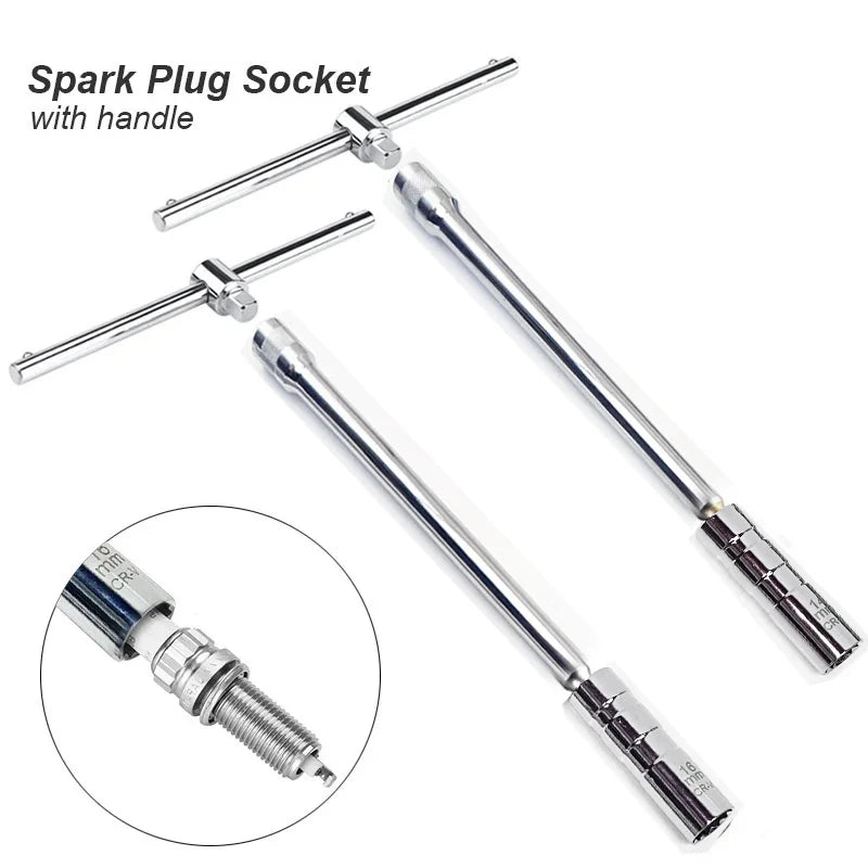 Spark Plug Socket Key Magnetic Tool Wrench Swivel Long Extension Install Replace Repair Kit Torque Remove Gap 14mm 16mm Auto Car