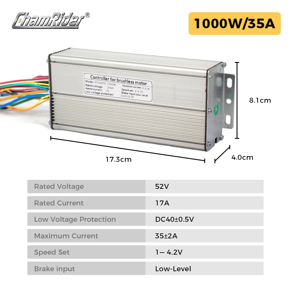 KT Sine Wave E-Bike Controller 36V/48V 250W-1500W, Sensorless Dual Mode