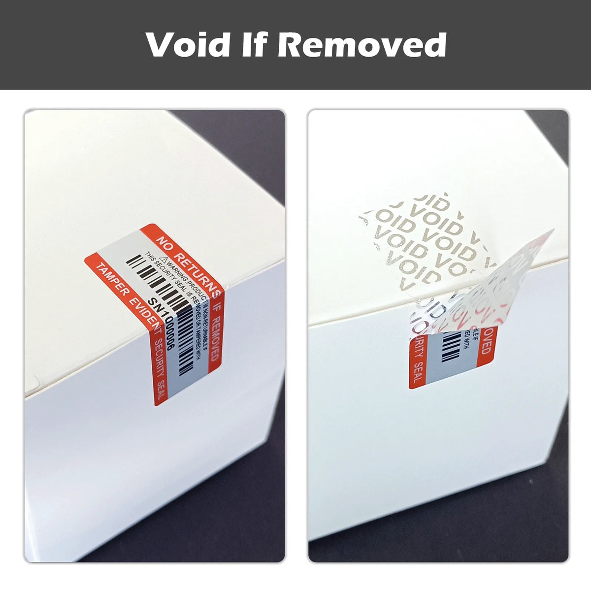 Tamper-Evident Warranty Void Security Labels with Serial Numbers, Silver