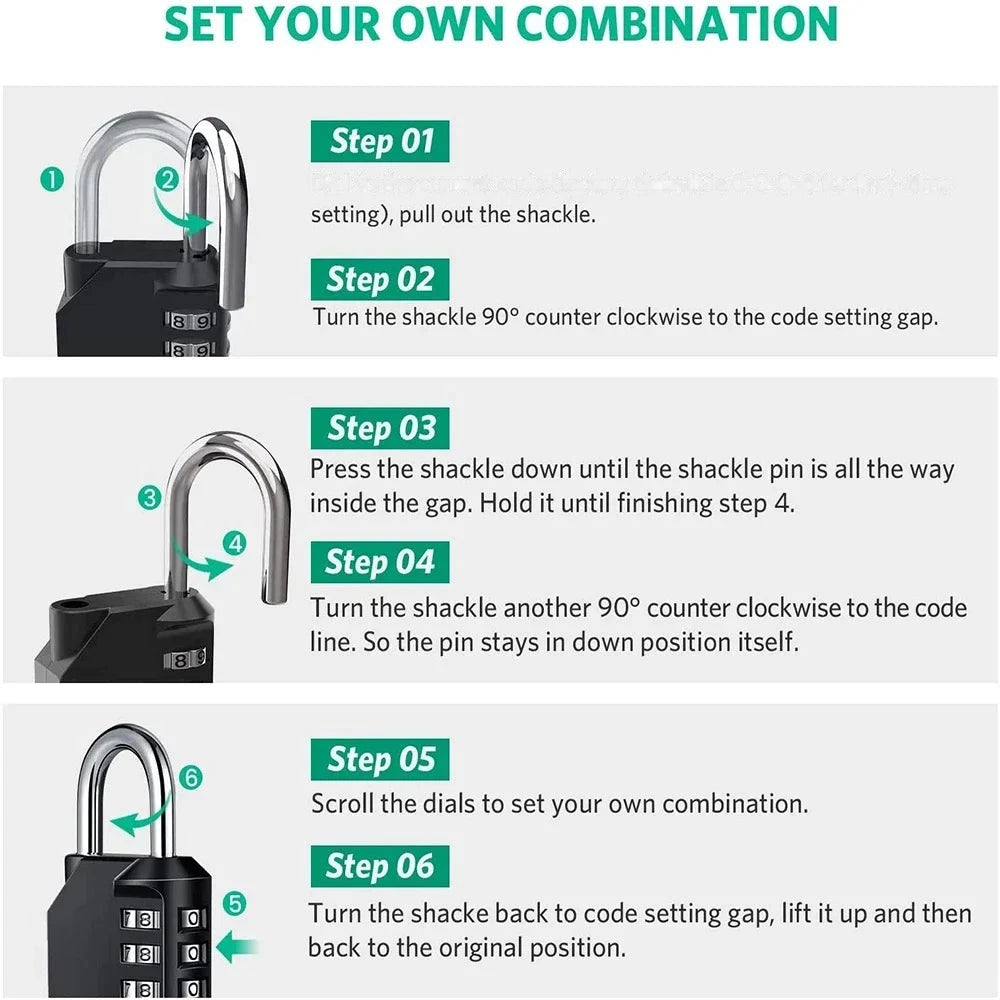 Heavy-Duty 4-Digit Combination Lock – Resettable Padlock