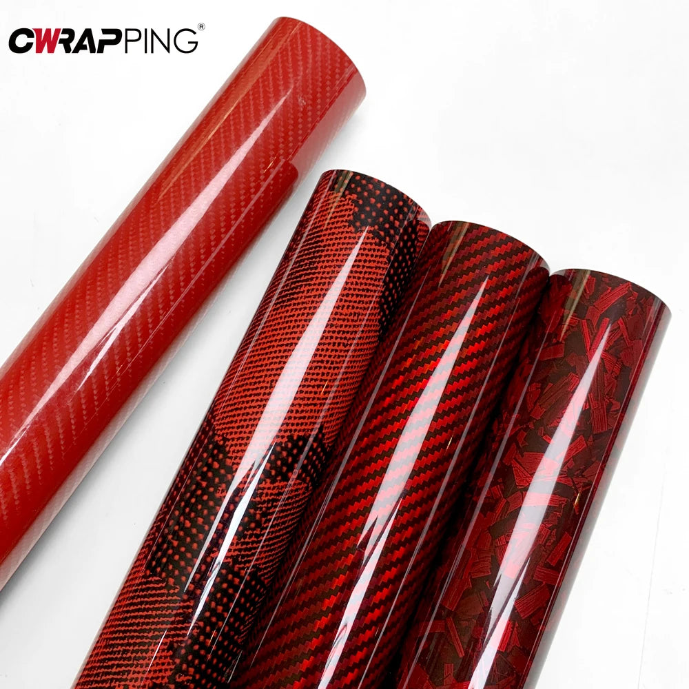 Red Carbon Fiber Vinyl Wrap Glossy Self-Adhesive Sticker 150cm - image 5