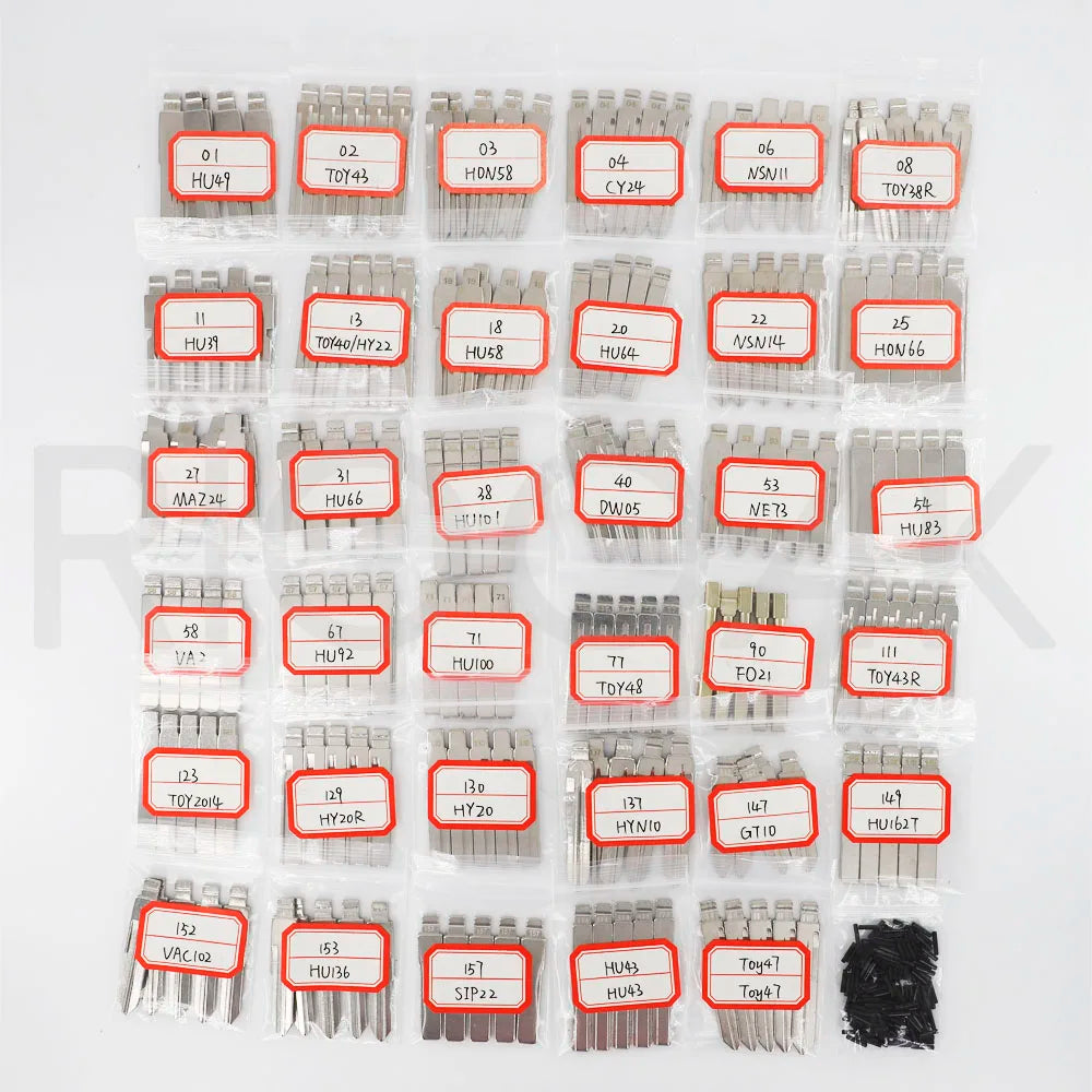 175Pcs Car Key Blank Set – Flip Key Blades + Logos + Pins - image 11