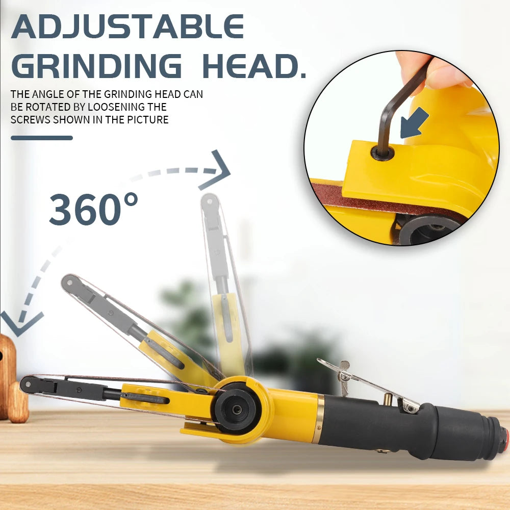 3/8" Belt Grinder Air Belt Sander Air Angle Grinding Machine with 12 Sanding Belts for Air Compressor Sanding Pneumatic Tool Set