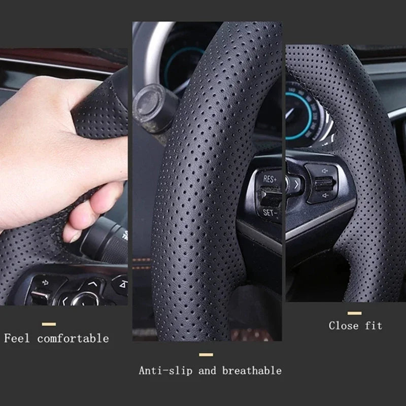 Genuine Leather Steering Wheel Cover for Dodge RAM 2012-2022 - image 5