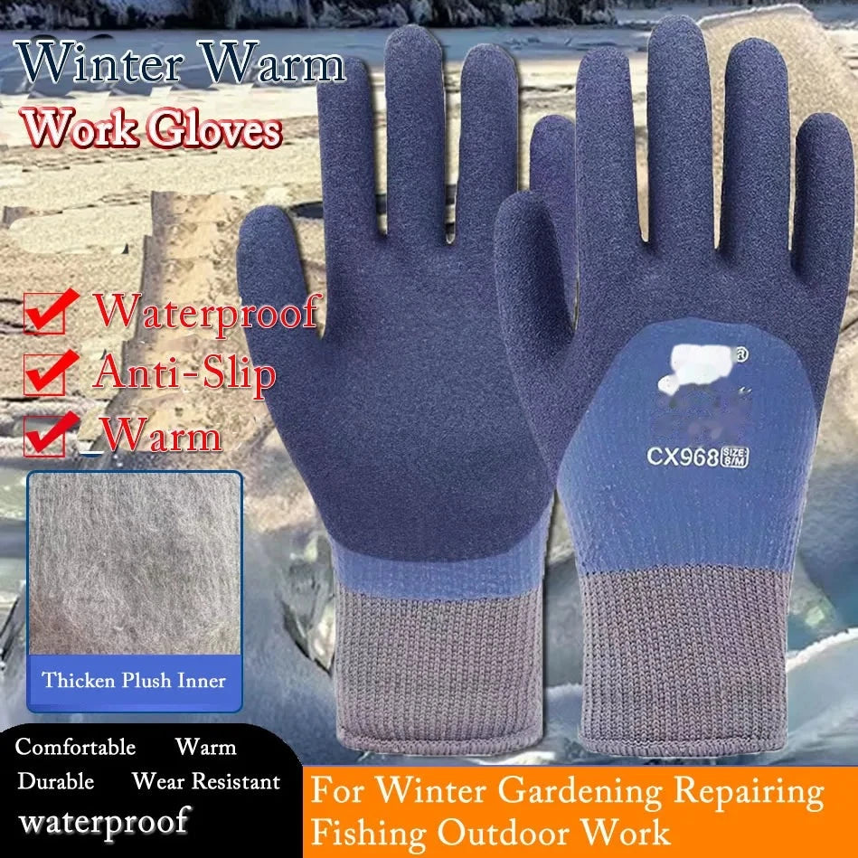 Winter Thermal Work Gloves – Waterproof Double Latex Coated