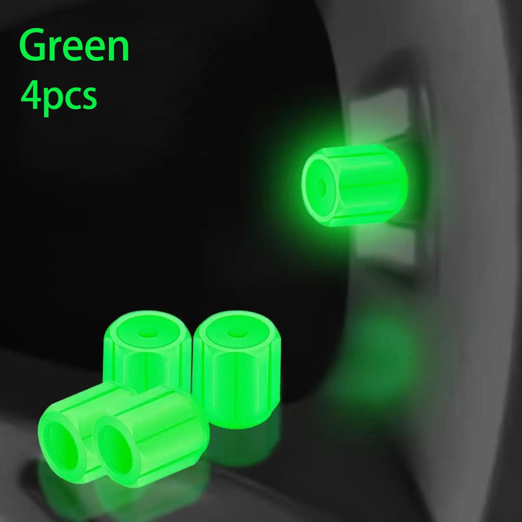 Glow in the Dark Tire Valve Stem Caps, Set of 4