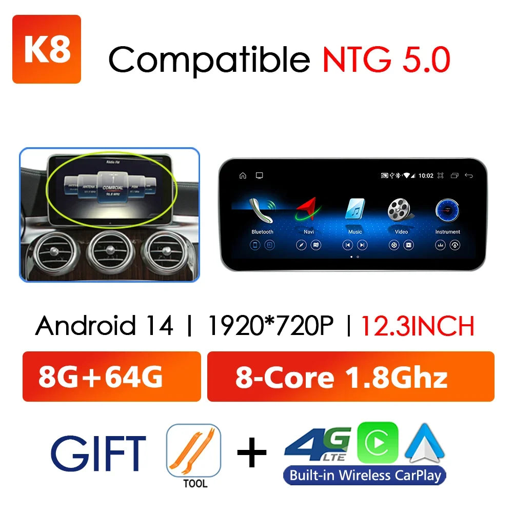 Wireless CarPlay Android Auto Screen for Mercedes C-Class W205 - image 12