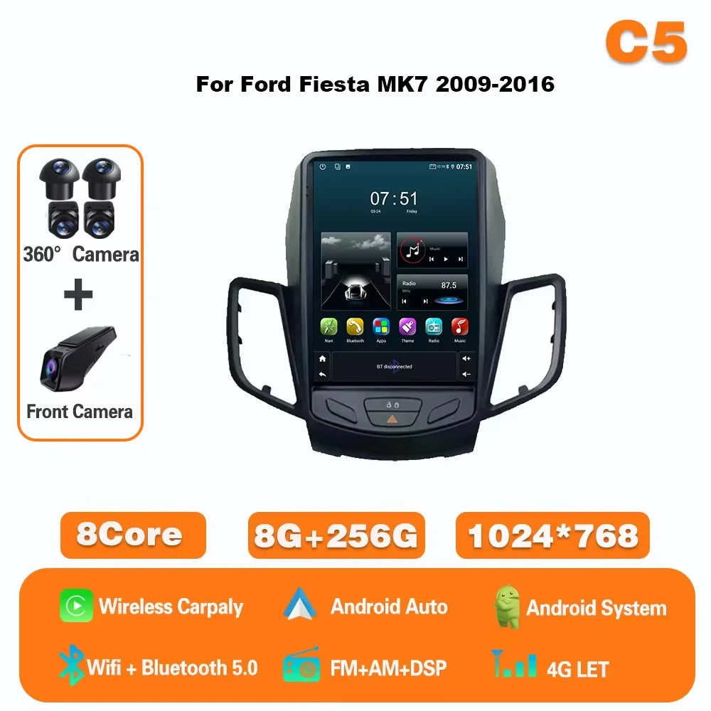 9.7" Android Car Radio for Ford Fiesta MK7 (2009-2017) GPS CarPlay - image 11