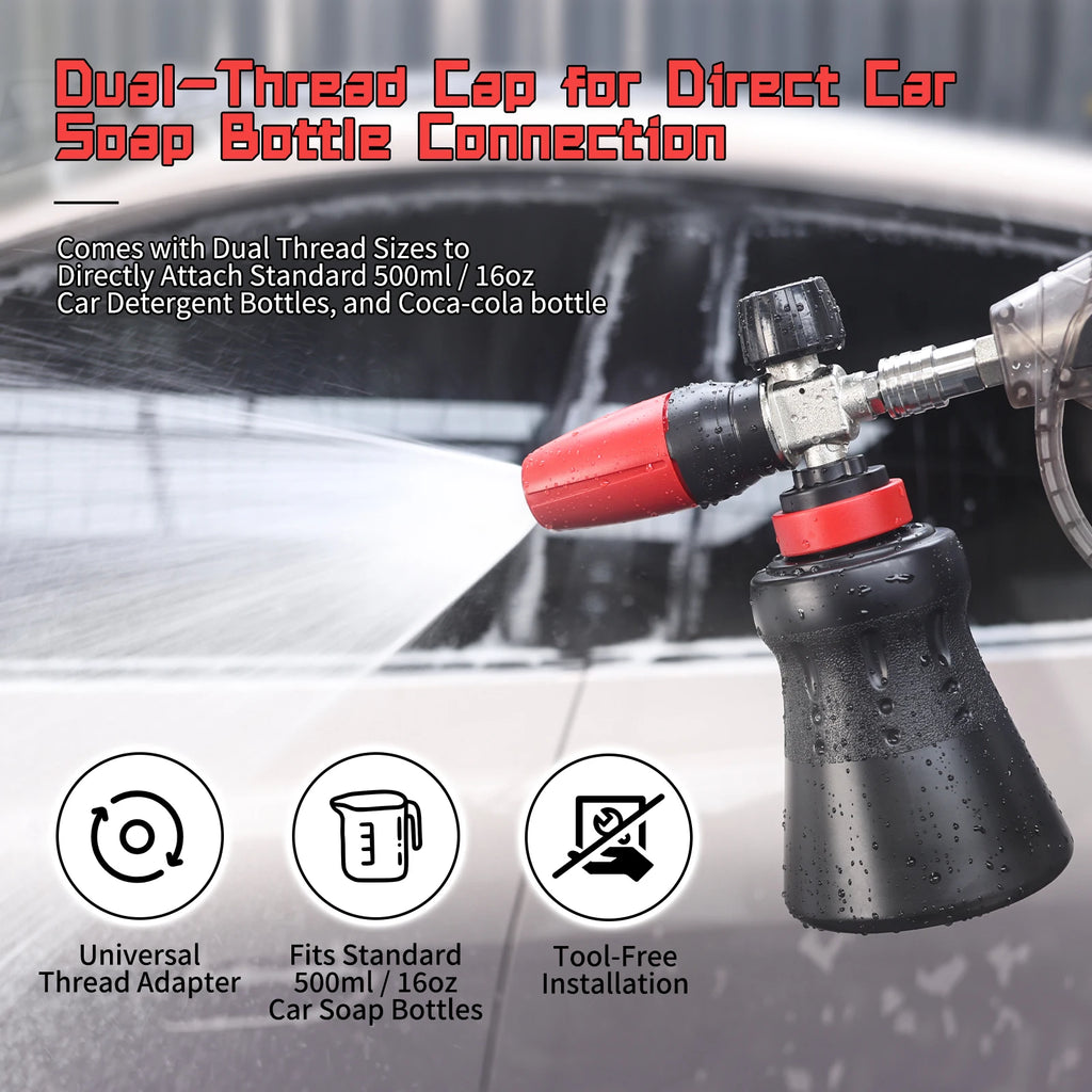 Foam Cannon Car Wash Pressure Washer Snow Foam Lance 1L Bottle Adjustable Nozzle High Pressure Soap Dispenser Car Cleaning Tool