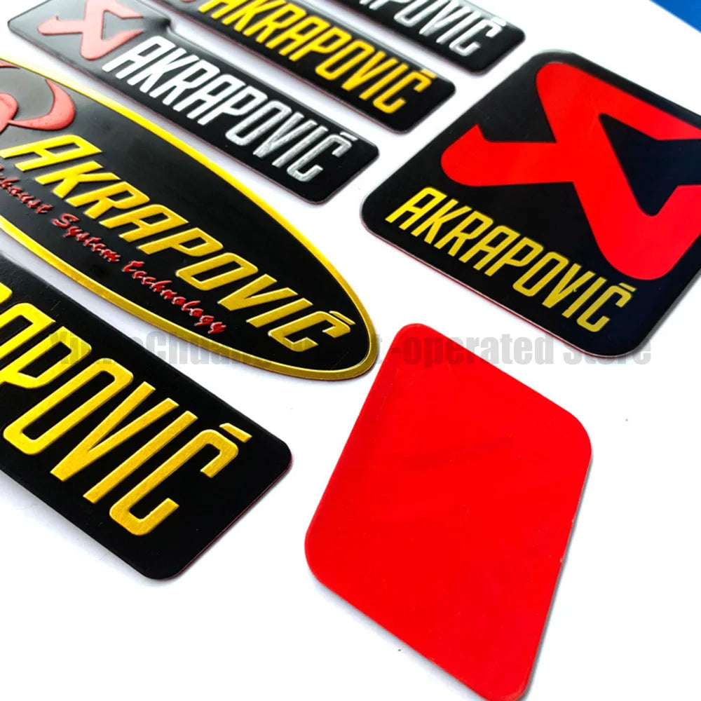 Metal Motorcycle Exhaust Pipe Label Sticker with Lettering Design