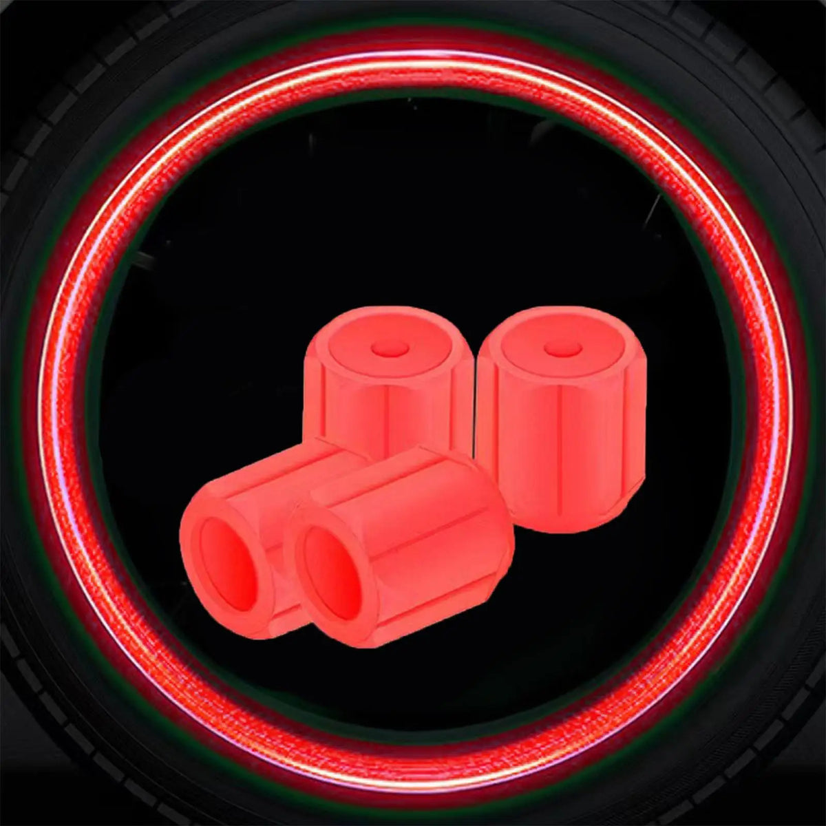 Glow in the Dark Tire Valve Stem Caps, Set of 4